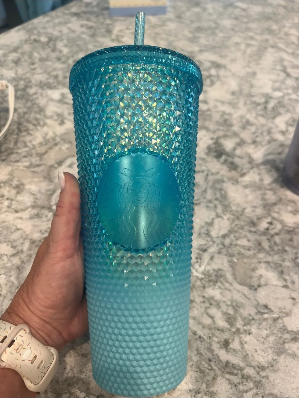 Starbucks Glacier Blue ombré bling Studded Reusable Tumbler venti